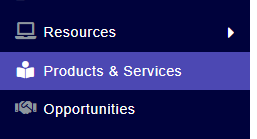 Products and Services menu option