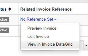 view in invoice datagrid menu option