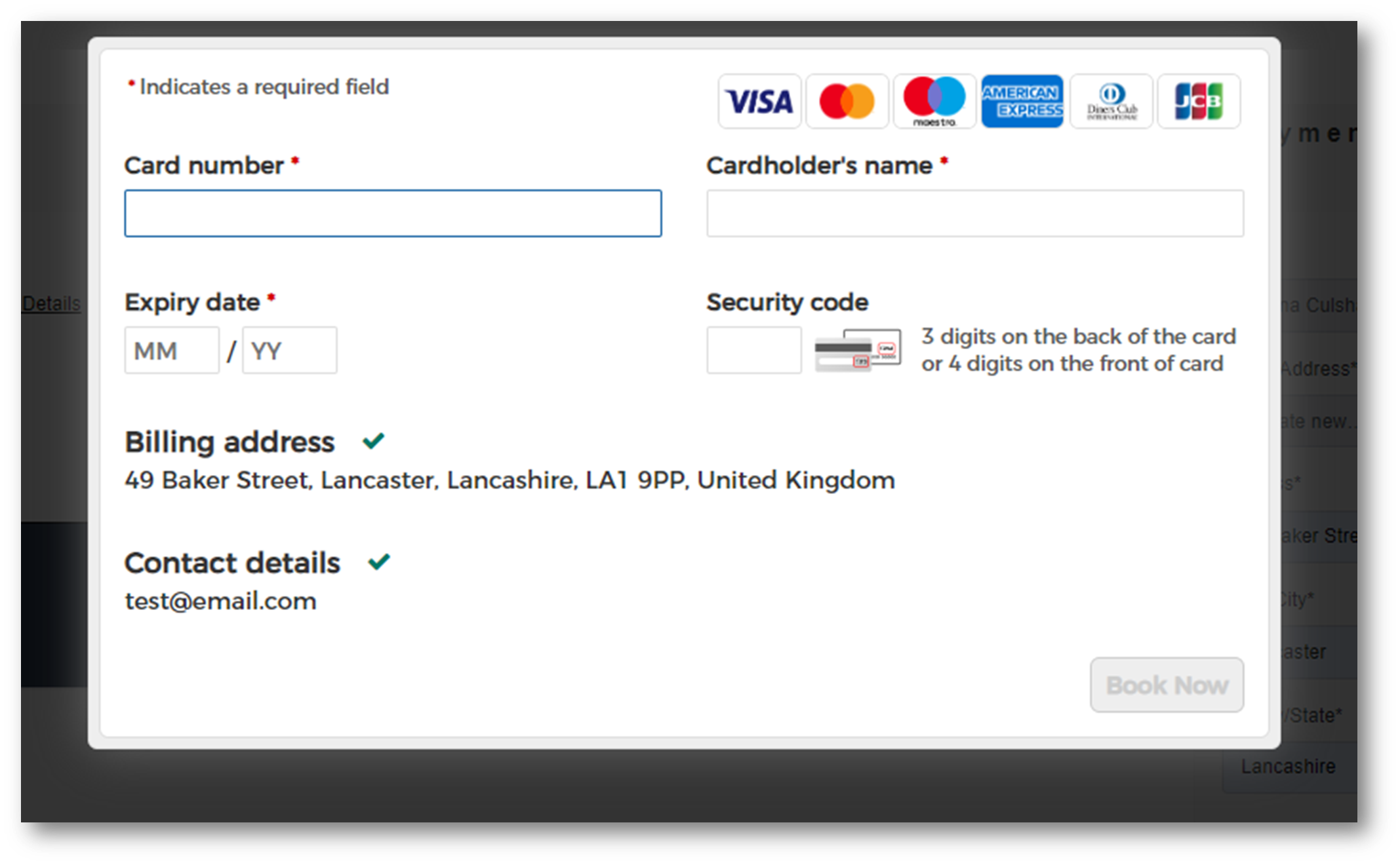 WorldPay payment form