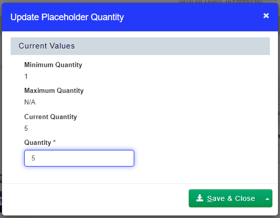 Placeholder quantity