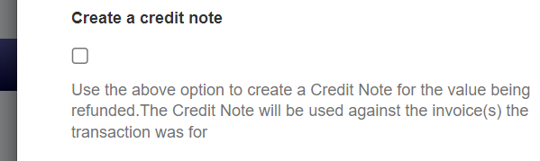 Create a credit note tick box