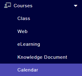 Course Calendar - Main navigation menu 
