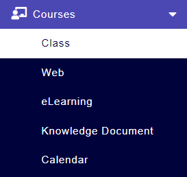 Courses - Class main navigation menu 