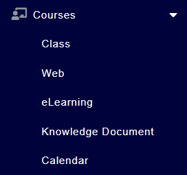 Course option from main navigation menu 