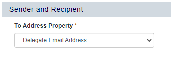 To address property Email address - delegate email address