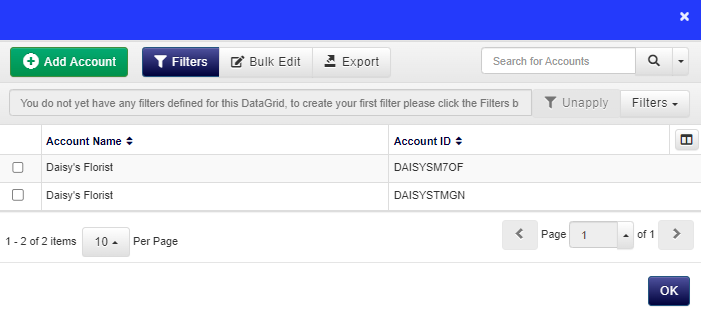 both accounts showing within datagrid 