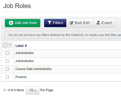 Job Roles datagrid 
