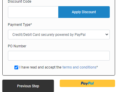 payment step of the checkout basket with paypal selected