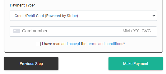 Stripe options in the Checkout basket